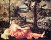 CARIANI Reclining Woman in a Landscape fd oil painting