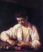 Boy Peeling a Fruit df
